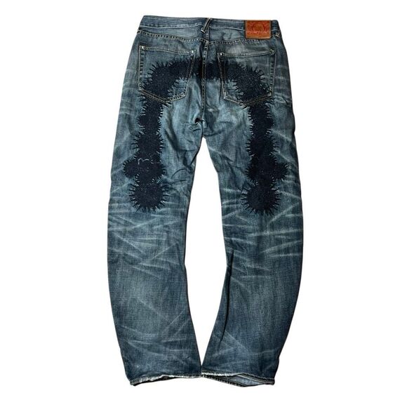 Vintage Y2K EVISU Embroidered Japanese Denim Jeans 34 X 32 Baggy Loose Skater - Picture 1 of 11